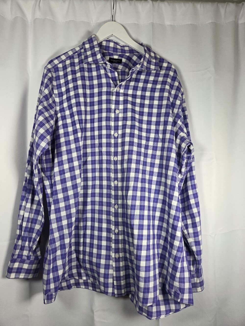 Proper Cloth Button Down Shirt Purple Check Plaid Men's Approx XL